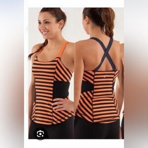 Lululemon Athletica Orange  and Blue Striped Tank Top